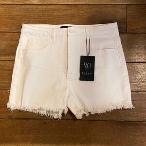 Risen Women's White Frayed Jean Shorts